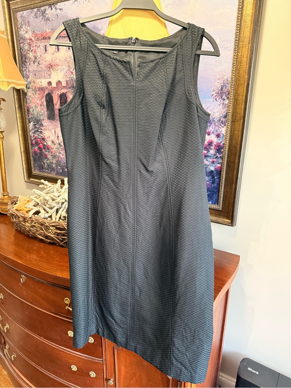 Talbots Black Textured Sleeveless Midi Dress